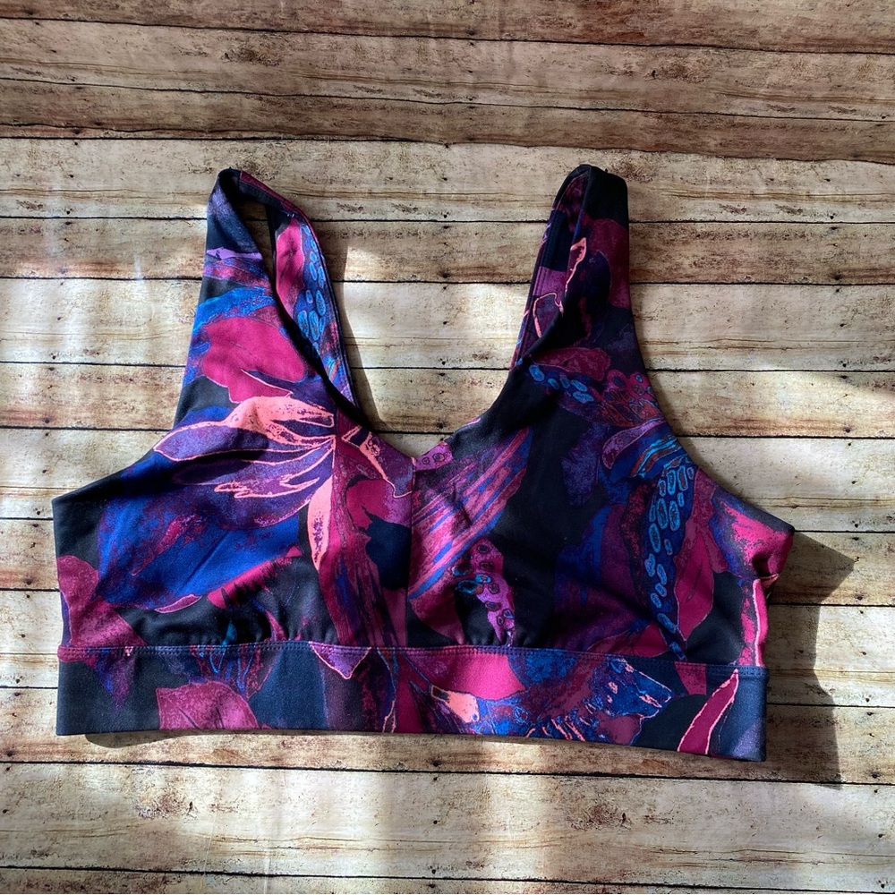 All In Motion Blue, Purple & Pink Patterned Sports Bra XXL